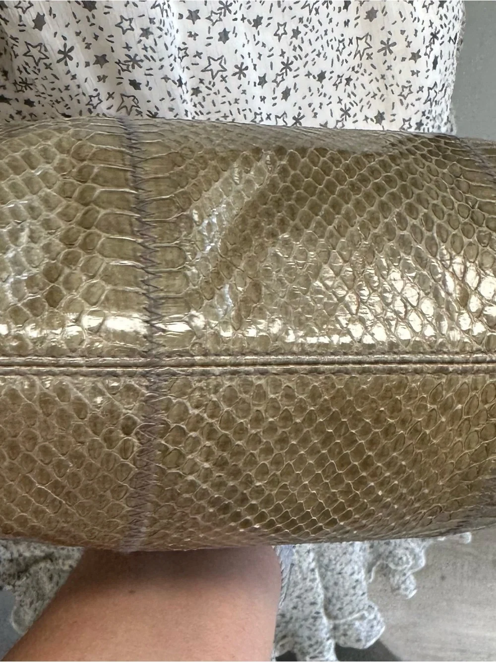 Palizzio Genuine Snakeskin Crossbody Bag Vintage Taupe Olive